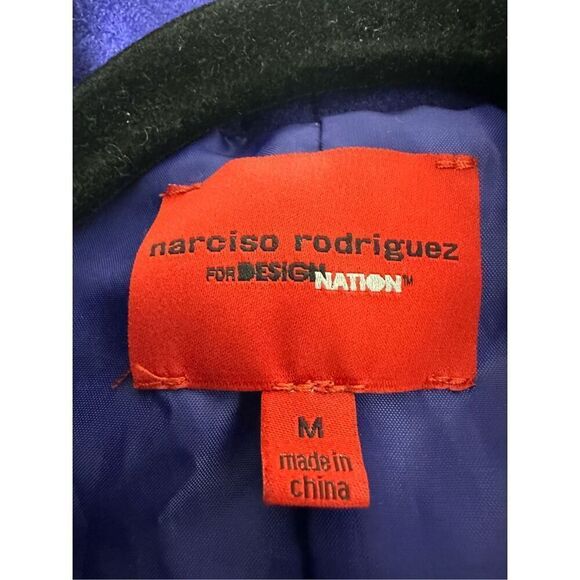 NARCISO RODRIGUEZ $130 Wool-Blend Cocoon Wrap Coat Cobalt Blue Sz M - Picture 6 of 10